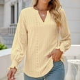 thumbnail image 5 of IROINID Reduced Womens Long Sleeve V-Neck Shirts Lounge Comfortable Solid Color Ruffle Sleeve Tops Blouse,Yellow, 5 of 5