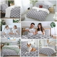 thumbnail image 5 of Abstract Geometric Bedding Duvet Cover Set Queen Size 4 Pieces Gray Moroccan Trellis Bedding Set with Zipper Closure, 1 Comforter Cover 90x92 Inches 1 Flat Sheet & 2 Pillow Cases, 5 of 7