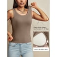 thumbnail image 2 of Anygrew 2 Pack Womens Tank Tops with Built in Shelf Bra Basic Stretchy Padded Camisole Casual Layering Tanks Undershirt Black-White-Gray-Coffee, 2 of 4