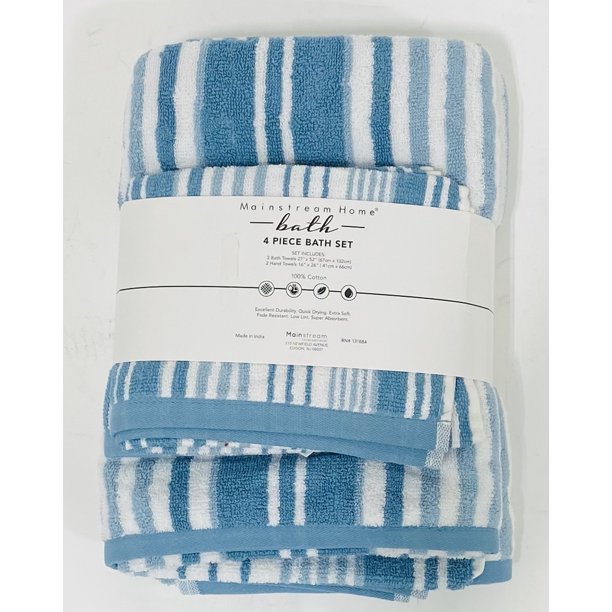 Mainstream Home 100 Cotton Extra Soft Bath and Hand Towel 4 Piece Set
