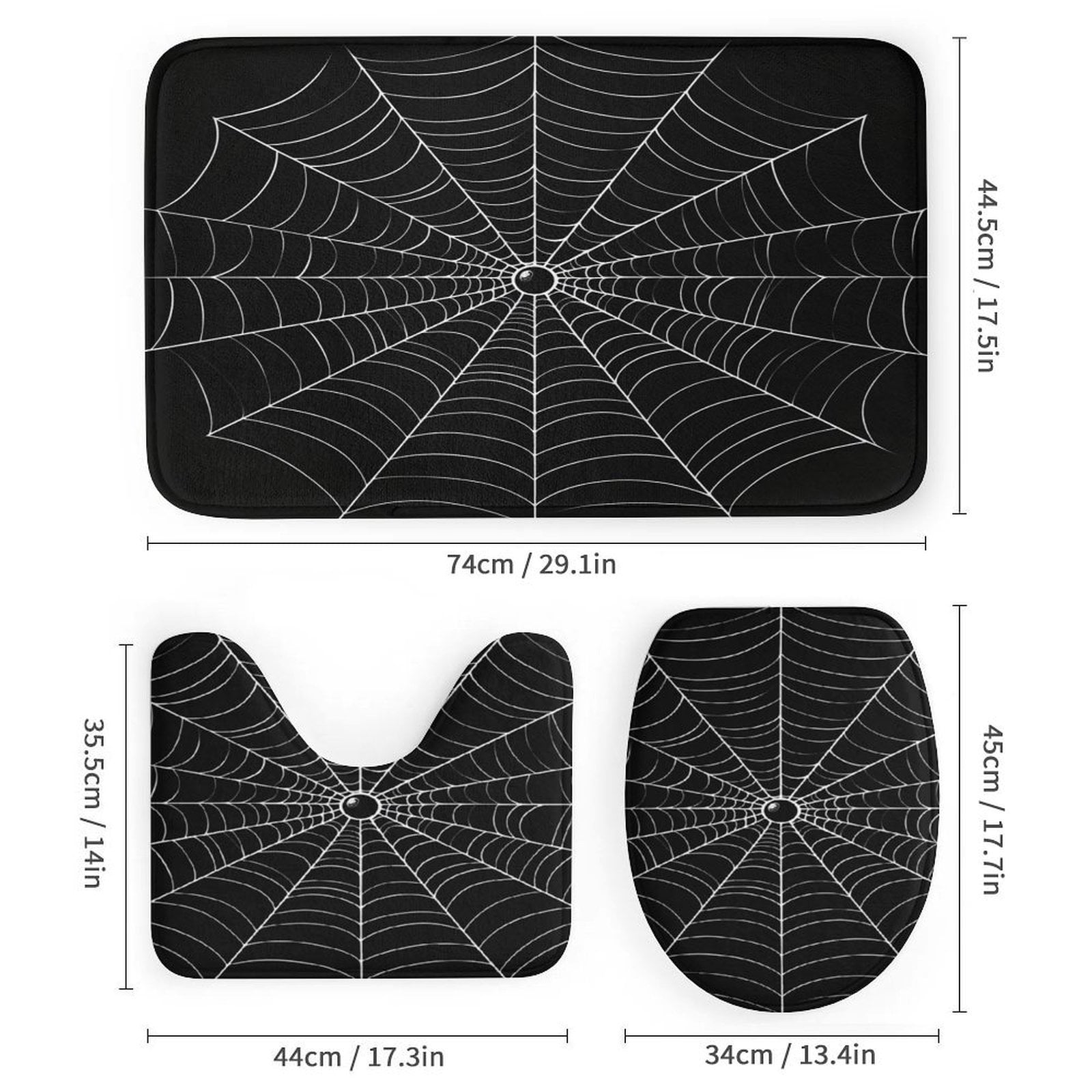 Red Spider Web Black Cartoon Shower Curtain Bathroom Sets Toilet Lid Rug, Rugs Mat Bath Mat And Contour Mat, Shower Curtain 4Pcs