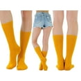 thumbnail image 3 of ToBeInStyle Pack of 3 Unisex Colorful One Size Fits Most Dress Crew Socks - Mustard, 3 of 6