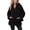 01#Black, variant on Plus Size Womens Fuzzy Winter Coats Full Zip Oversized Lightweight Hooded Fall Jackets with Pockets Drawstring Long Sleeve Loose Outerwear Size to 4XL