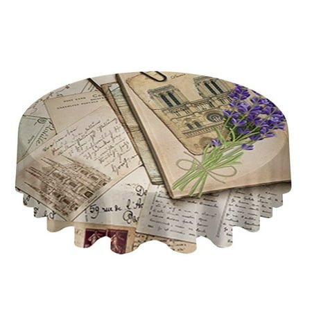 

ASWMXR Watercolor Lavender Flower Butterfly Retro Round Tablecloth Kitchen Decor Waterproof Table Cloth Dining Coffee Table Cover