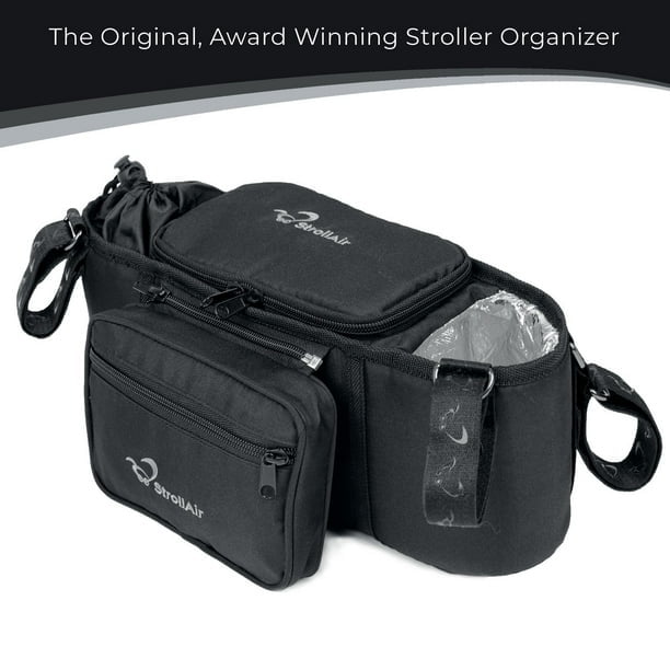 StrollAir - Universal Organizer for Single Strollers - Compatible with CosmoS, SOLO, Nuna, Baby Jogger, Bumbleride, Uppababy, Bugaboo - Black (Black)