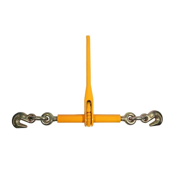 5/16" - 3/8" Heavy Duty Ratchet Lever Load Binder w/Grab Hooks 7100 Lbs Working Load Limit - Yellow | Tie Down Hauling Chain Tightner for Flatbed Truck Trailer