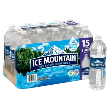 ICE MOUNTAIN Brand 100% Natural Spring Water, 1-Liter plastic bottles (Pack of 15)