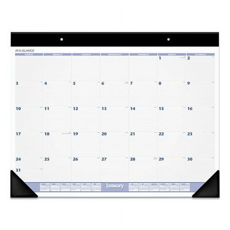 Desk Pad, 24 x 19, White Sheets, Black Binding, Black Corners, 12-Month (Jan to Dec): 2024 | Bundle of 2 Each