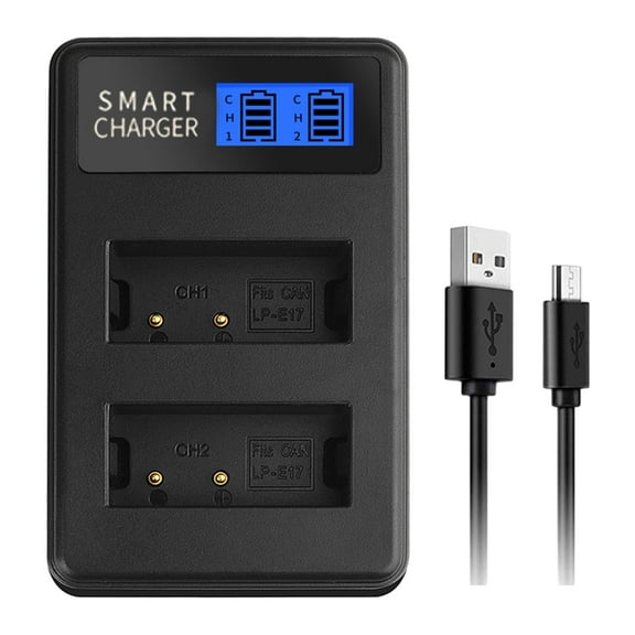 Zeiwohndc LP-E17 LPE17 LP E17 Dual Battery Charger LCD Display for EOS Rebel T6i