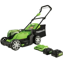 Greenworks 48V (2x24V) 17" Battery Push Mower   2 x 24V 4Ah Batteries & Dual Port Charger 2526302