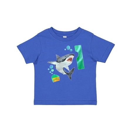

Inktastic First Birthday Shark with Cake Gift Baby Boy or Baby Girl T-Shirt