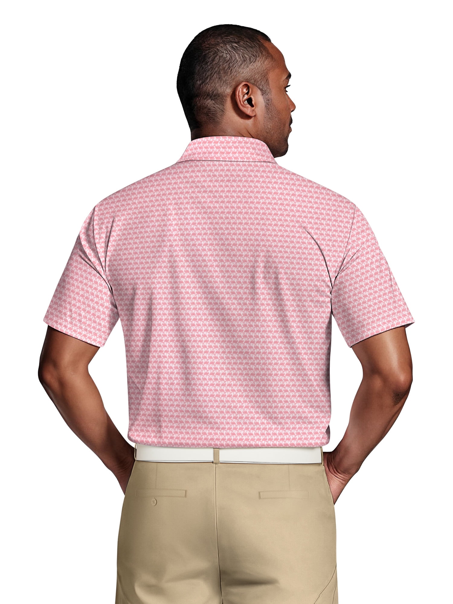 Ben Hogan Men's & Big Men's Performance Flamingo Printed Short Sleeve Polo Shirt, up to 5XL