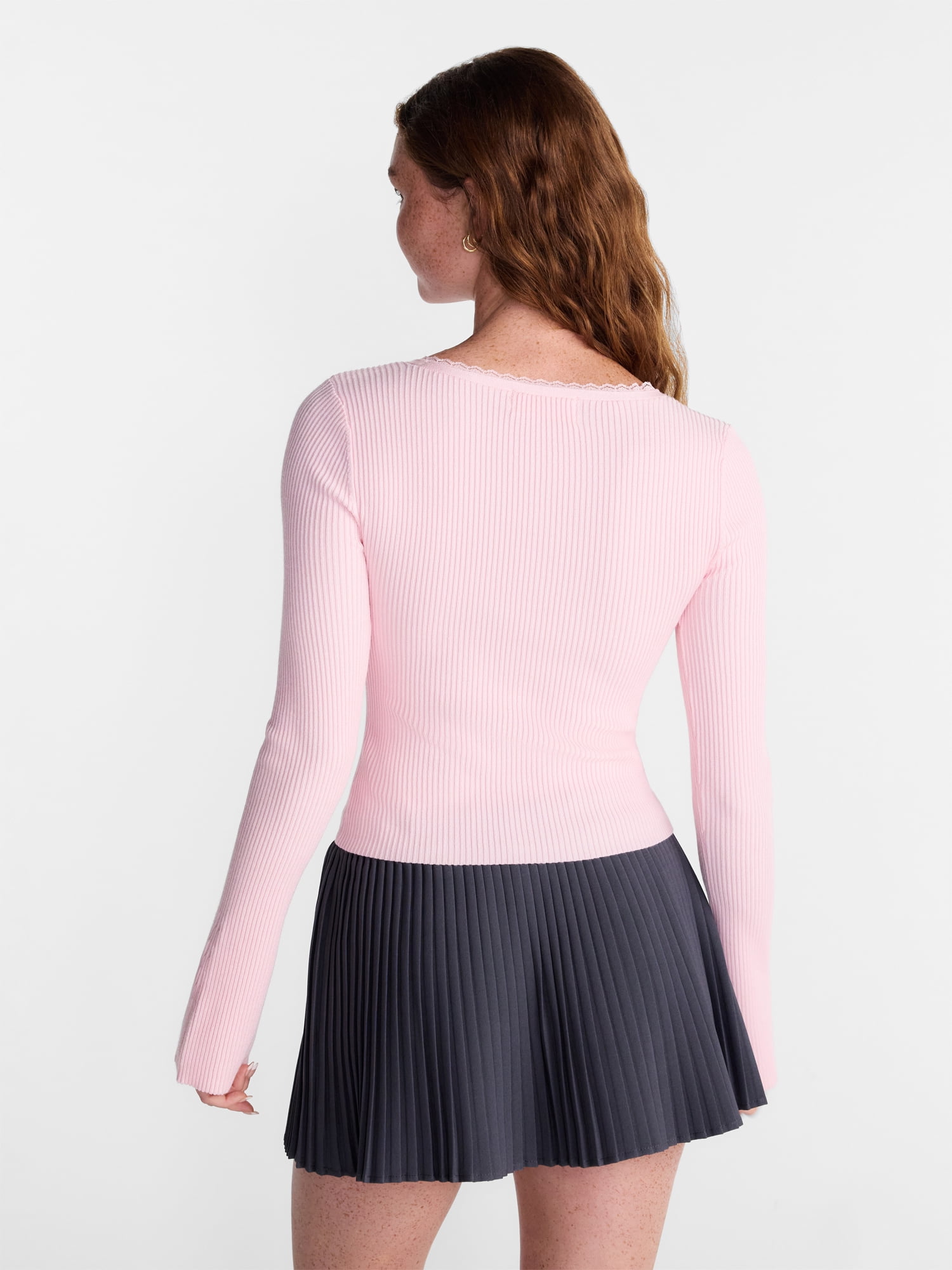 No Boundaries Lace Trim Cardigan, Women's XXS-XXL