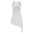 thumbnail image 4 of YONGHS Womens Cross Back Ballet Lyrical Dance Dress Sleeveless Rhinestone Figure Skating Leotards White XL, 4 of 7