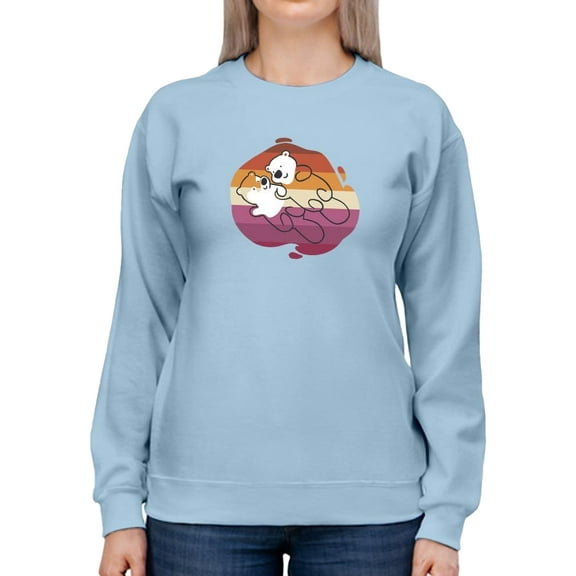 Cute Beaver Couple Sweatshirt Women -Smartprints Designs, Female 5X-Large