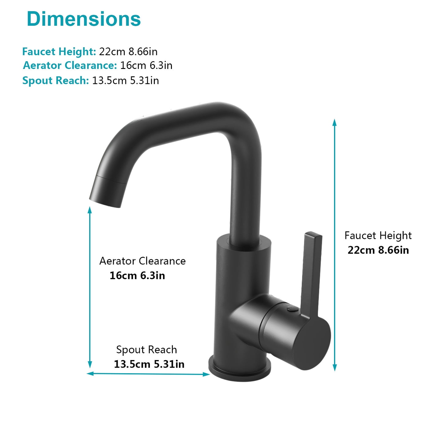 YZZY Single Lever Handle Bathroom Faucet for Sink 1 Hole Black Lavatory Vanity Basin Faucet High Arc Modern Sink Faucet