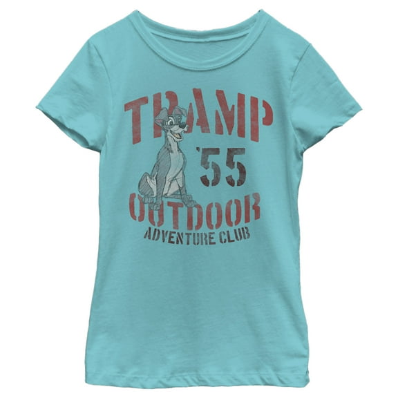 Girl's Lady and the Tramp Outdoor Adventure Club Graphic Tee Tahiti Blue Small