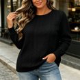 thumbnail image 2 of LUVDA Women's Cable Knit Pullover Sweater Crew Neck Loose Fit Long Sleeve Fall Winter Top, 2 of 6