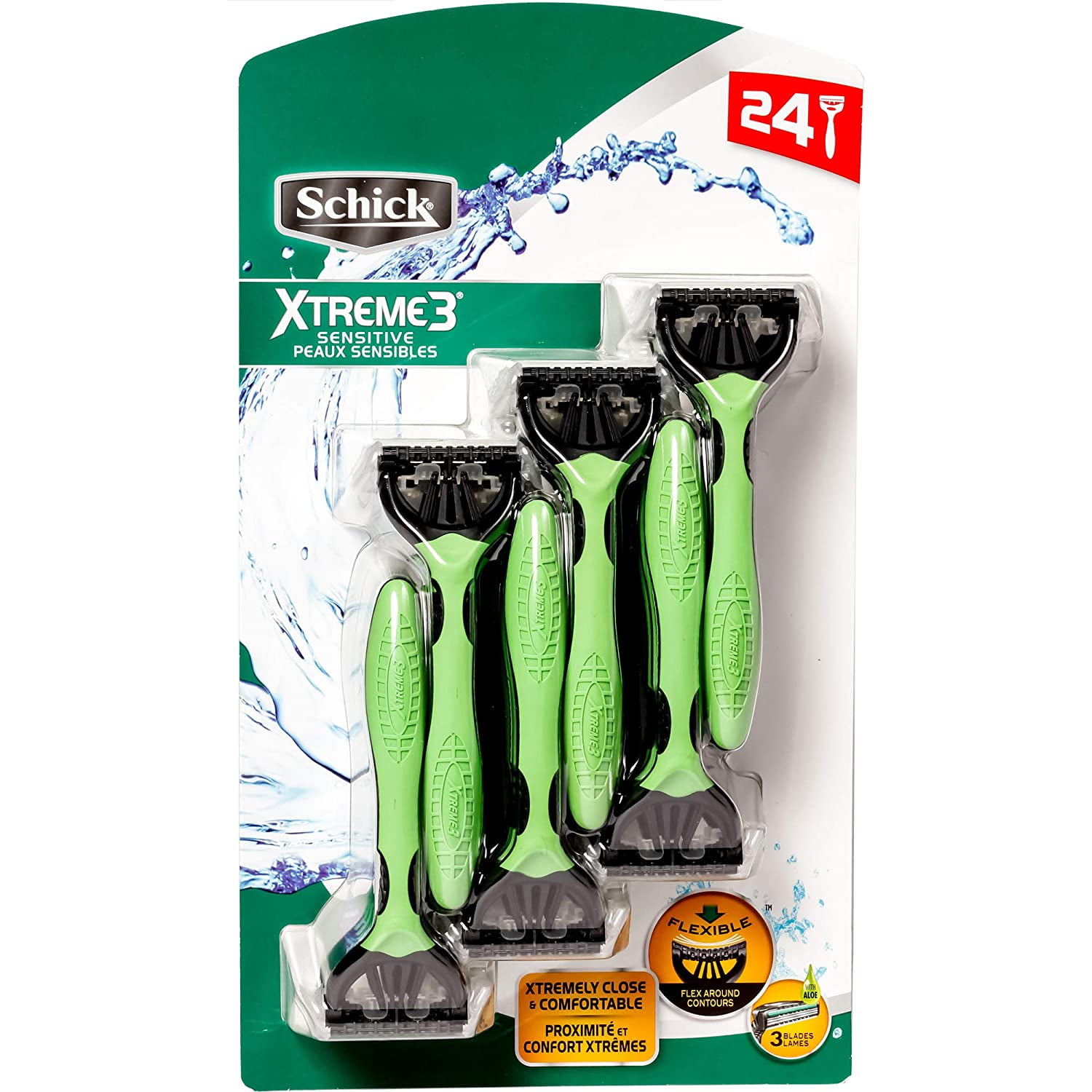 Schick Xtreme 3 Men's Sensitive Sensibles Disposable Razors, 24 Count