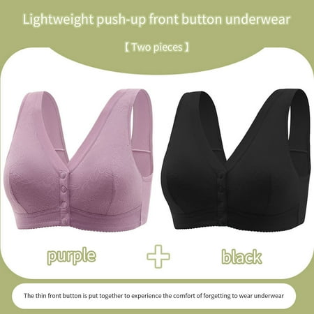 Itsame 2 Pack Everyday Casual Bra Set Womens Full Support Bra Standard Straps Cotton Wireless Comfort Bralette Purple Size 2XL