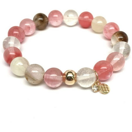 Julieta Jewelry Cherry Pink Quartz Emma 14kt Gold over Sterling Silver Stretch Bracelet