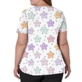 thumbnail image 5 of Cartoon Printed Scrubs For Women Vneck Medical Scrub Tops Short Sleeve Stretch Nurse Uniform Fashion Scrub Tops With Pocket Beige L, 5 of 5