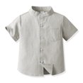 thumbnail image 4 of shoper Boys Button Down Shirt Collared Solid Color Short Sleeve Cotton T-Shirt Casual Summer Tops T-Shirts Toddler To Big Kid Sizes Khaki 110, 4 of 4