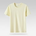 thumbnail image 4 of HOMBOM Women Blouses Dressy Spring Plain Beige Cotton Basic Crew Neck Short Sleeve T-shirt 5XL, 4 of 4