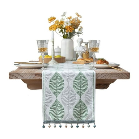 

Christmas Table Runner Christmas Trees Jacquard Table Runner Washable Polyester Table Runner For Kitchen Living Room Coffee Table Xmas Decoration TV Cabinet-Green-35*300cm