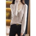 thumbnail image 6 of Womens Basic V Neck Button Cardigan Long Sleeve Outerwear Elegant Dressy Sweater Tops Suitable for Fall Winter Layering Outfits Light Brown XL, 6 of 7