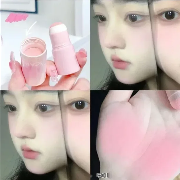 Heallor-colorete DE CARA rosa para niña, Mousse mate, colorete de tinte de labios y mejillas con esponja, maquillaje de belleza, contorno de melocotón rojo