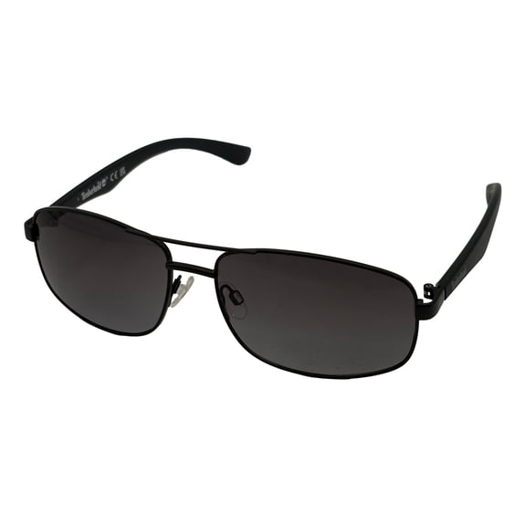 Timberland Sunglass Mens Black Rectangle Aviator, Smoke Mirror Lens TU00024. 2B