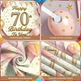 thumbnail image 4 of Pink Gold Theme 70th Birthday Banner Decorated Happy Birthday Display Golden Lettering Star Pattern Birthday Backdrop for 70th Birthday Party Senior Birthday Celebration Indoor Party Decoration, 4 of 9