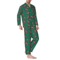 thumbnail image 2 of Naloa Watermelon Men’s Pajamas Set - Long Sleeve Button Down Sleep Shirt and Pajama Bottoms Sleepwear Set-Medium, 2 of 7