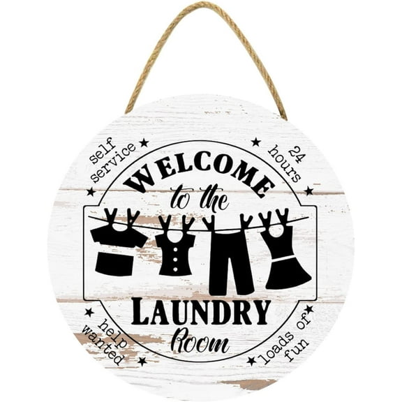 Eveokoki 12" Welcome To The Laundry Room Sign,Laundry Room Decor Laundry Room Wooden Sign Funny Sign Wall Plaque Rustic Farmhouse Laundry Wall Decor Vintage Bathroom