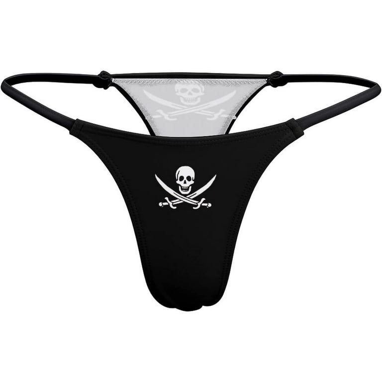 Pirate Flag Hoodies Skull Sweatshirts Skullandswords Women's Panties  G-Strings Thong Sexy T Back Panty 