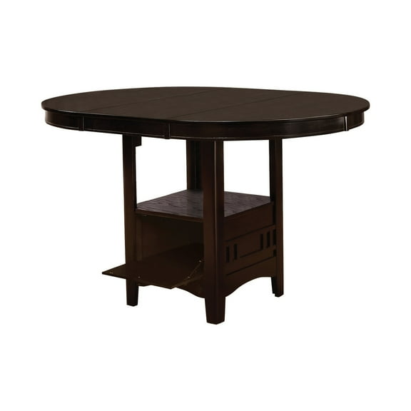 60 Inch Counter Height Table with Storage Open Shelf 6 Seater Brown