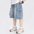 thumbnail image 4 of Kids Jorts Boy's Denim Shorts Baggy Distressed Elastic Waist Jean Shorts Ripped Frayed Hem Fashion Vintage Casual Summer Jorts, 4 of 5