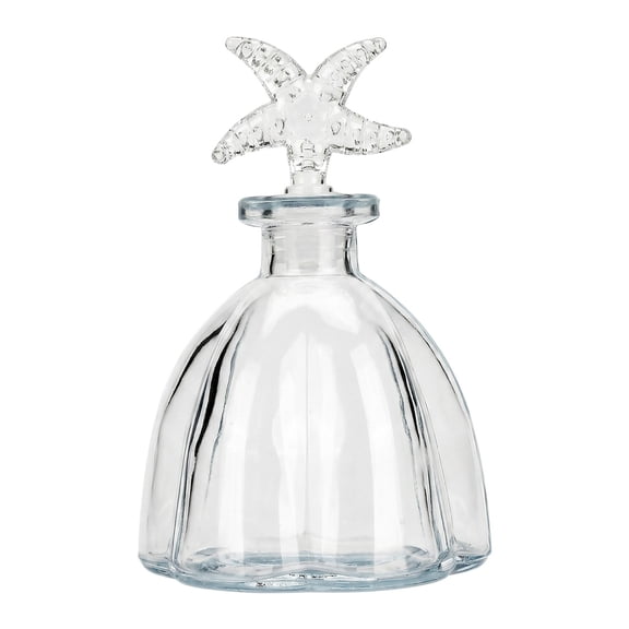 REGALWOVEN 2Pcs-Decorative Glass Jars with Ornate Glass Stoppers Elegant Home Decor, Essential Oil Vials Starfish Shaped Snap Cover 3.3"L x 3.3"W x 5.9"H