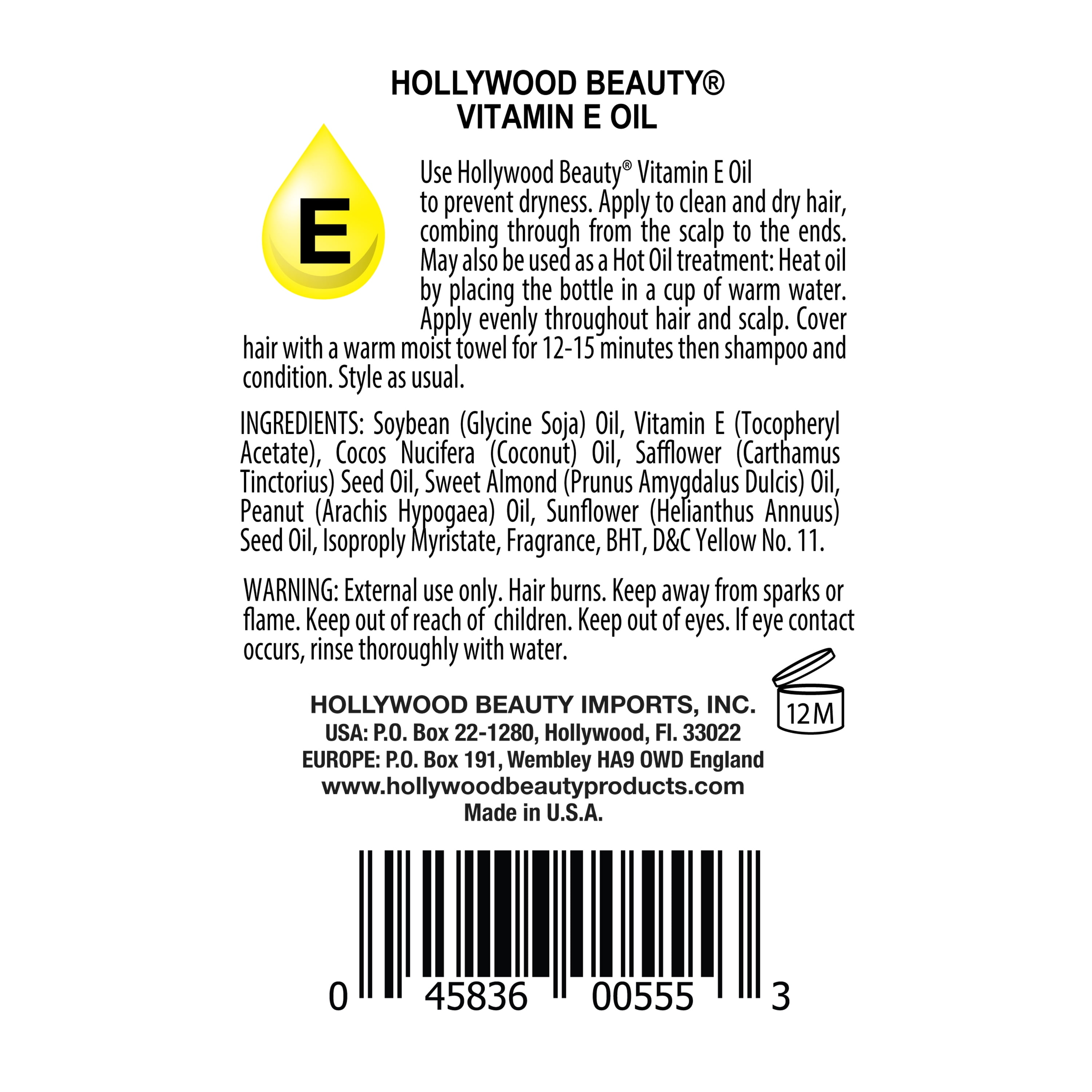 Buy Hollywood Beauty Vitamin E Oil Treatment Hair & Skin, 2 oz ( Gói 4 )  Online at Lowest Price in Ubuy Vietnam. 480627703
