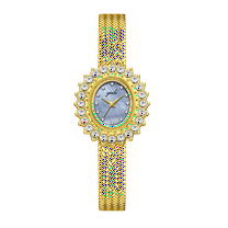 Women Sun Flower Cute Watches Luxury Ladies Quartz Watch for Ladies Party with Silver/gold Band
