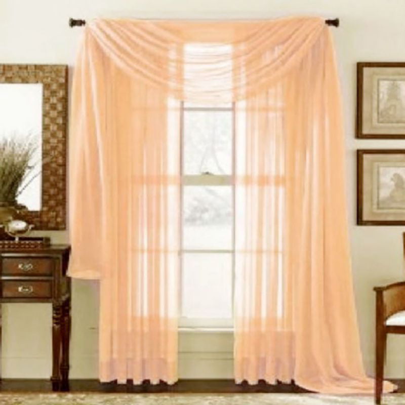 Geweyeeli New Solid Color Voile Sheer, Peach Sheer Curtain Panels