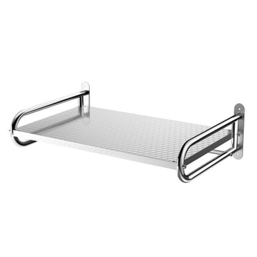 22 Inch Stainless Steel Wall Shelf Metal Shelving Heavy Duty Commercial or Household Grade Wall Mount Microwave Oven Shelf with Fixing Kit Silver