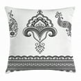 thumbnail image 1 of Henna Throw Pillow Cushion Cover, Black And White Eastern Motifs Monochrome Ornamental Floral Pattern Doodle Image, Decorative Square Accent Pillow Case, 18 X 18 Inches, White Black, by Ambesonne, 1 of 2