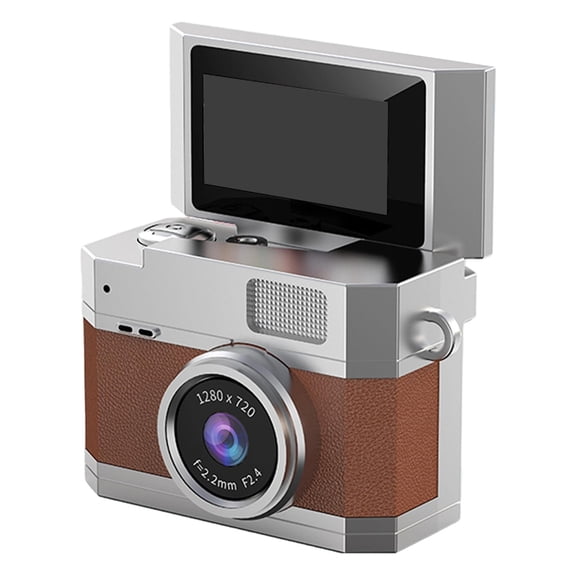 Pitycbo CCD Camera Portable Housewarming Gift Professional 0.96 inch Display Screen Mini Brown
