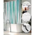 thumbnail image 5 of Split Shower Curtain for Transfer Bench, Turquoise Gray Fabric Shower Curtains for Bathroom, Farmhouse Abstract Gradient Aesthetic Tub Sliding Transfer Bench Waterproof Bath Curtains 72"x78", 5 of 9