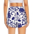 thumbnail image 4 of Vsdgher Blue And White Porcelain Pattern Print Women's Running Double Layer Shorts High Waisted with Pockets Elastic Yoga Workout Athletic Gym Sports, 4 of 8