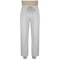 thumbnail image 6 of yillto Mens Cotton Linen Pants Straight Leg Loose Elastic Waist Drawstring Summer Beach Lightweight Pant, 6 of 6