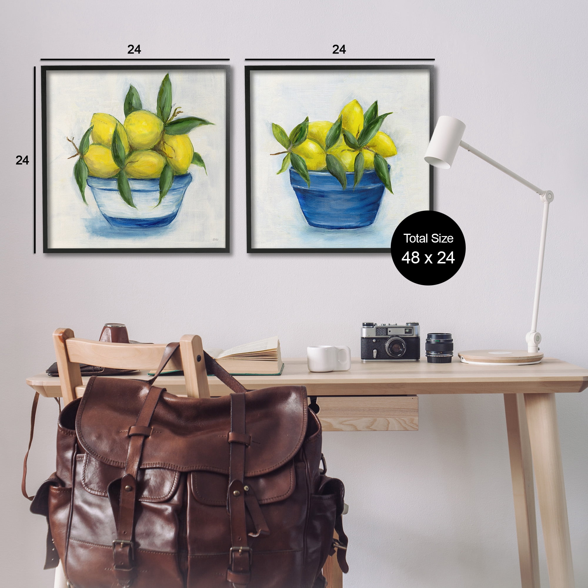 Stupell Industries Traditional Lemon Bowls Food & Beverage Painting Black Framed Art Print Wall Art, 24 x 24, Set of 2