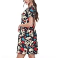 thumbnail image 2 of Balery rock record Skull artist Vestidos sueltos de manga corta para mujer, vestidos de verano 2025, vestidos casuales de corte A con vuelo., 2 of 6